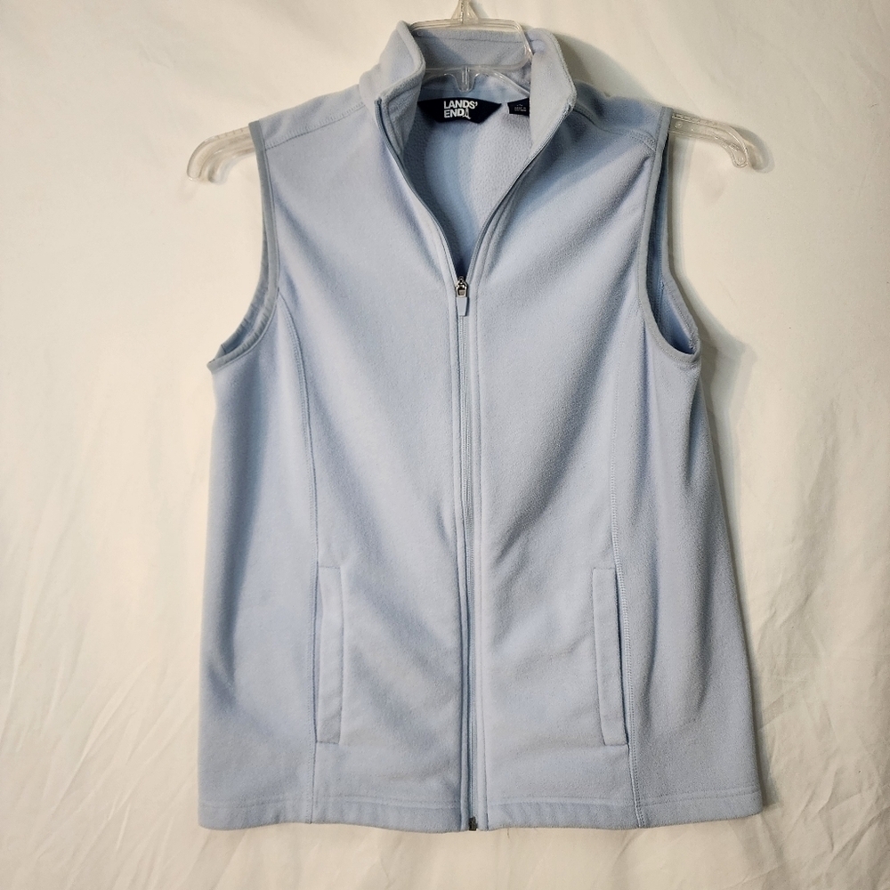 Lands End Light Baby Blue Fleece Full Zip Vest Oeko-Tex-Tested Small
